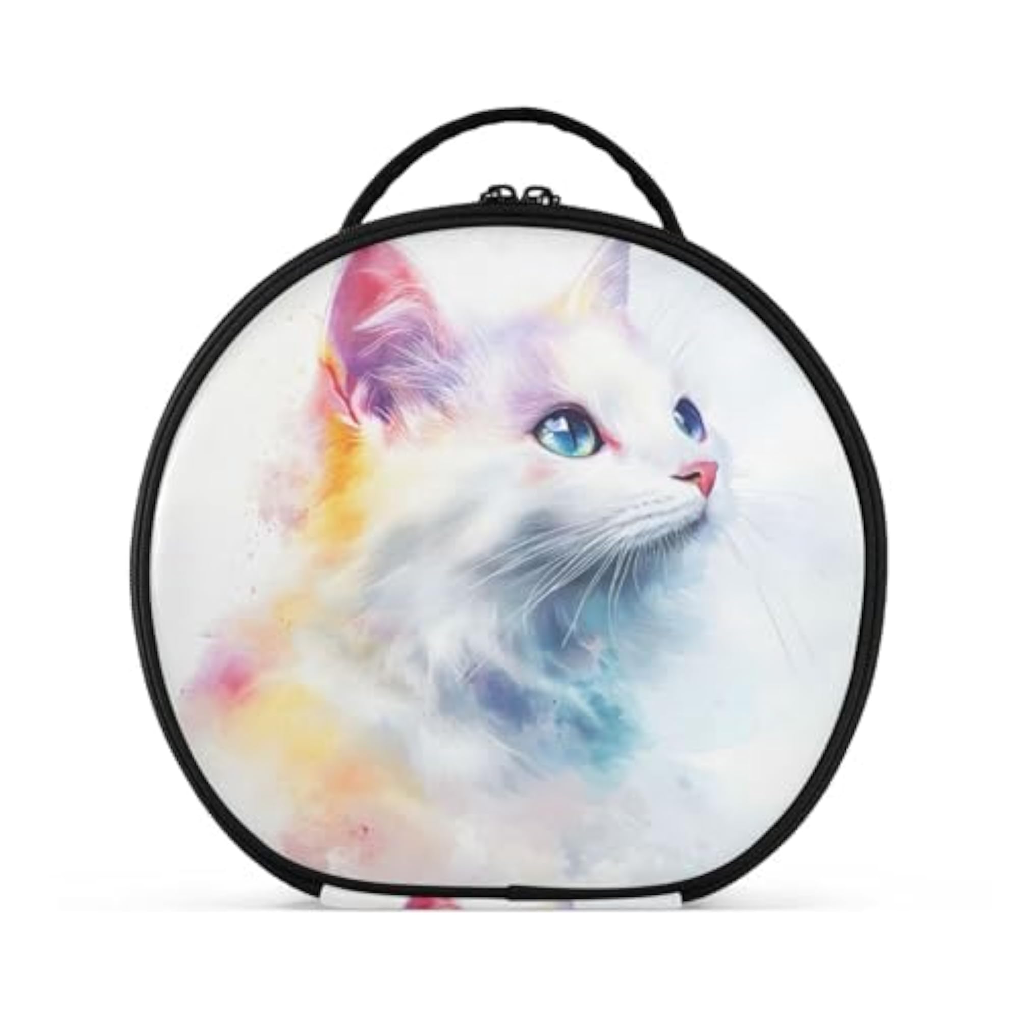 Watercolor Cat Travel Makeup Case with Adjustable Dividers